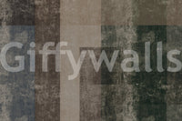 Deep navy grounds the lighter tan of this distressed color block wall mural, GD10864
