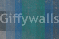 Retro Teal and Blue Textured Color Block Wall Mural