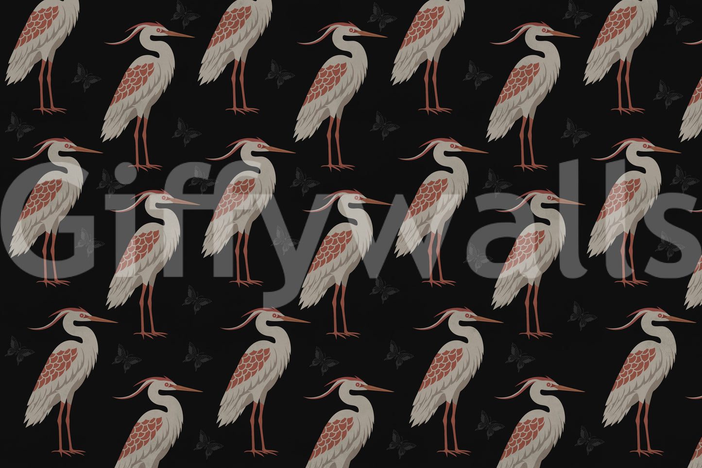 Muted Herons at Night Wall Mural