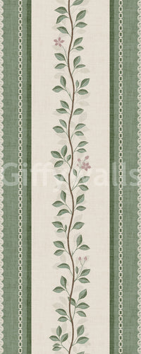 Winding Sage Vine Linen Stripe Wallpaper⁠