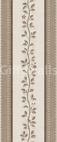 Trailing Vine and Linen Stripe Panel Wallpaper⁠