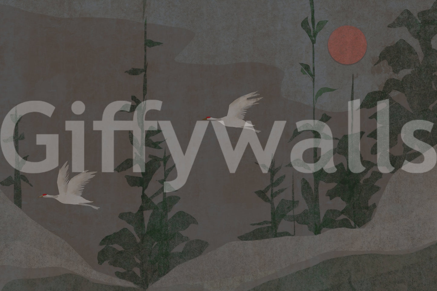Flight of the Red Crowned Cranes Wall Mural