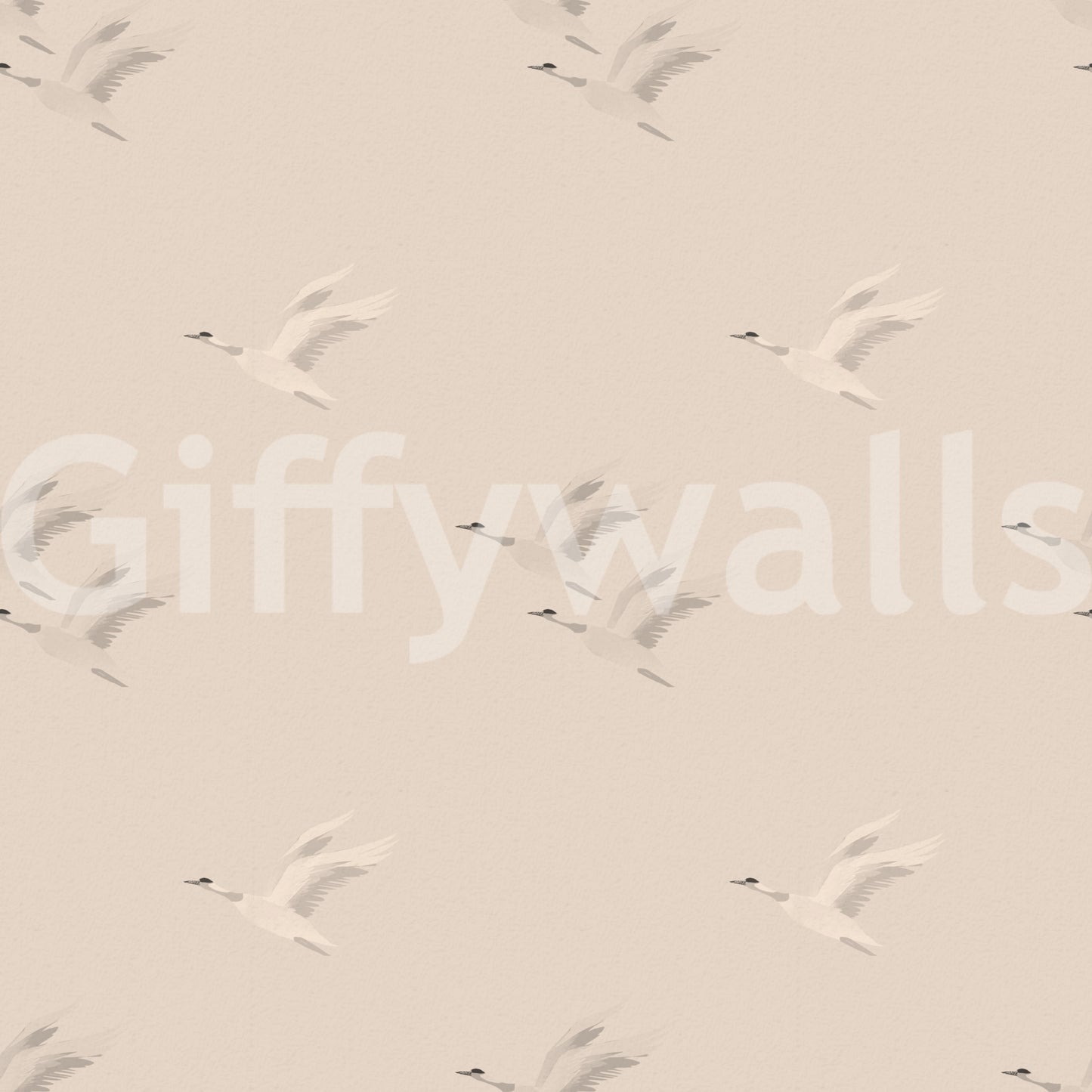 Serene Winged Flight Soft Ochre Pattern Wallpaper⁠