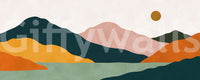 Abstract Peaks and Golden Sun Landscape Wall Mural