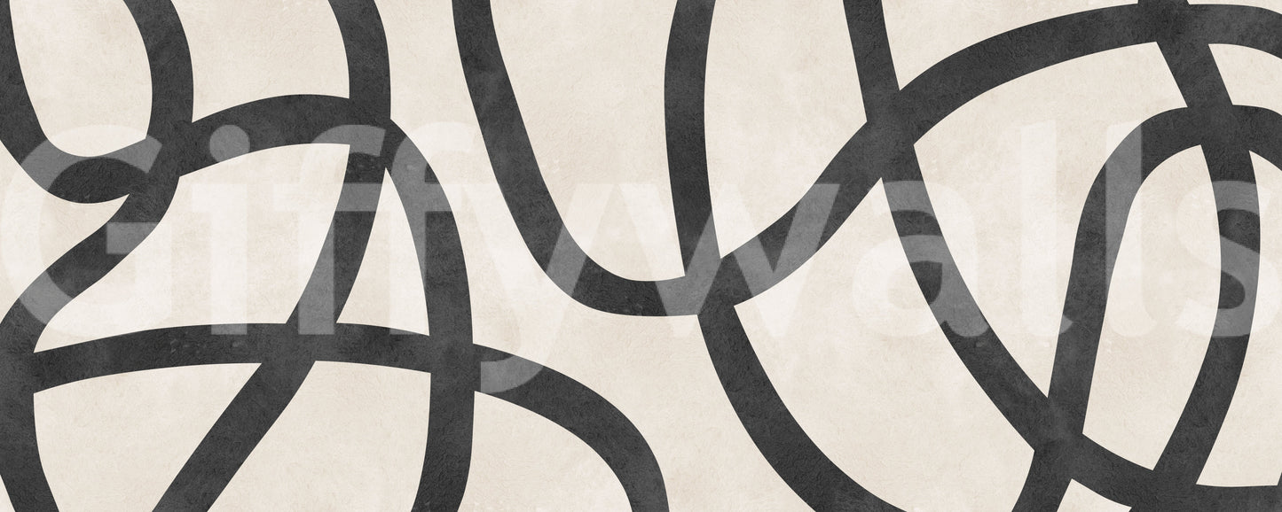 Monochrome Sculptural Loops Wall Mural