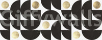 Modernist Geometric Gold and Black Arcs Wall Mural