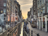 Amsterdam Golden Hour Canal Scene Wall Mural