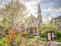 Sunlit English Church Garden Wall Mural