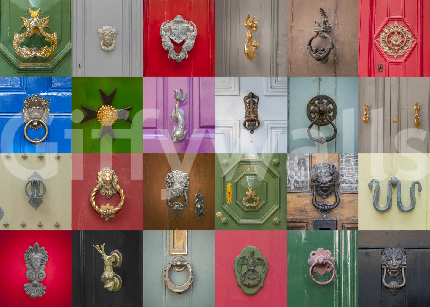 Classic Door Knockers Mosaic Wall Mural