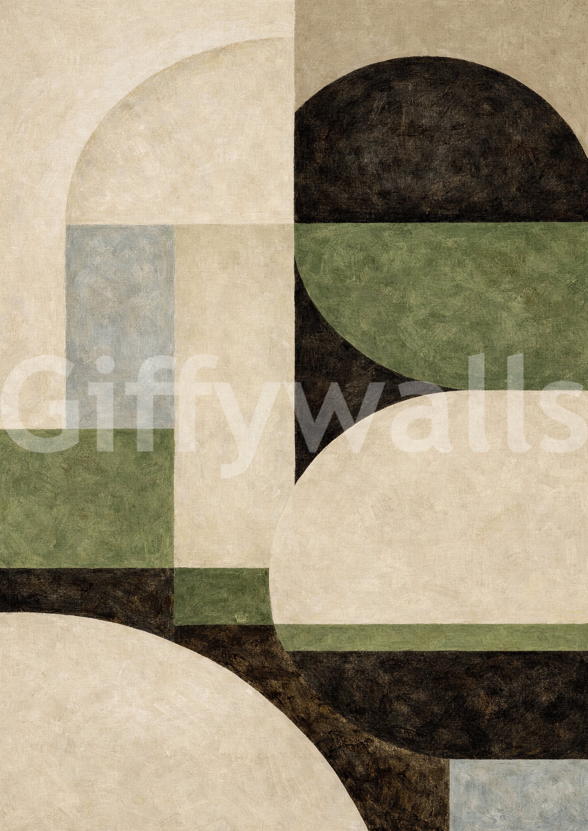 Minimal curved geometry wall mural with soft textured finish GD11245