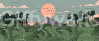 Jungle Horizon Sunset View Wall Mural