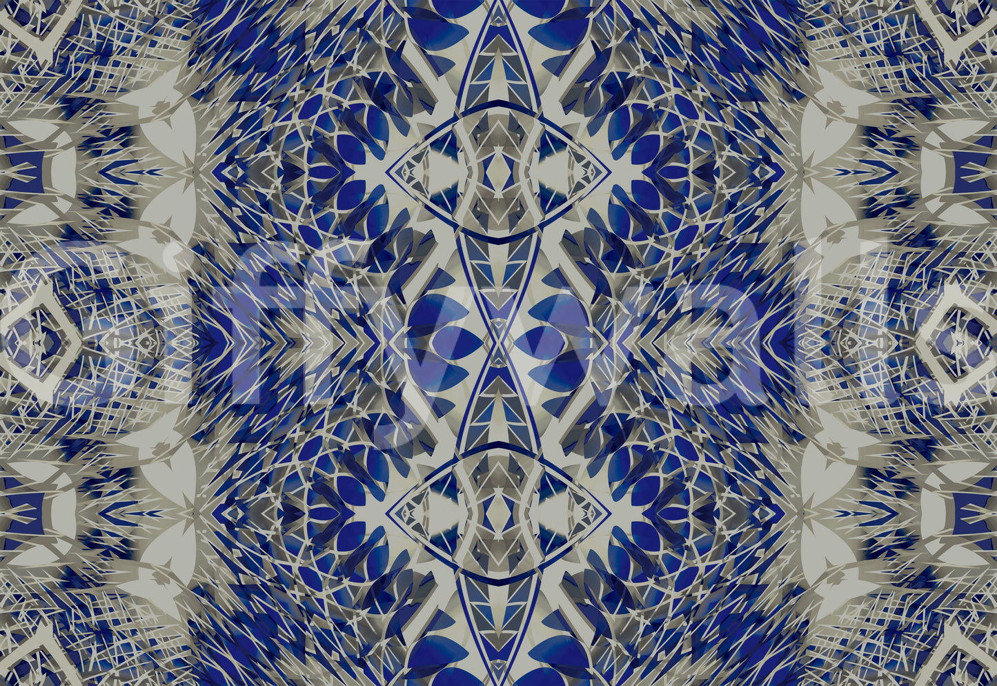 Blue & Gray Abstract Ornamental Geometric Wallpaper - AMBER DESIGN Wallpaper