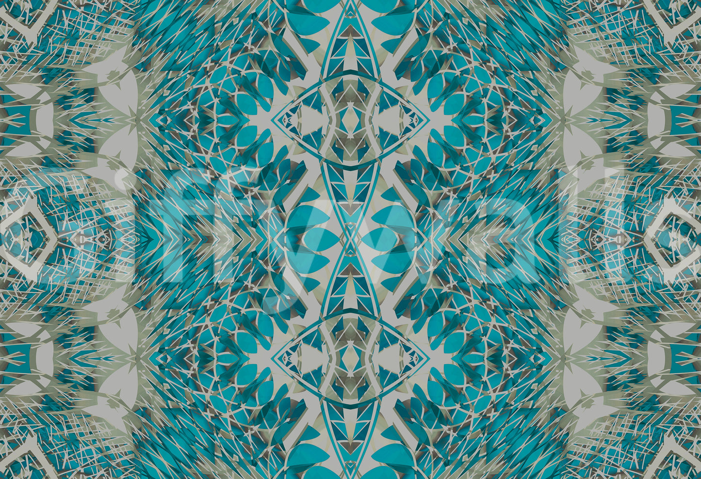 Teal & Gray Intricate Abstract Ornamental Wallpaper  -  AMBER DESIGN WALLPAPER