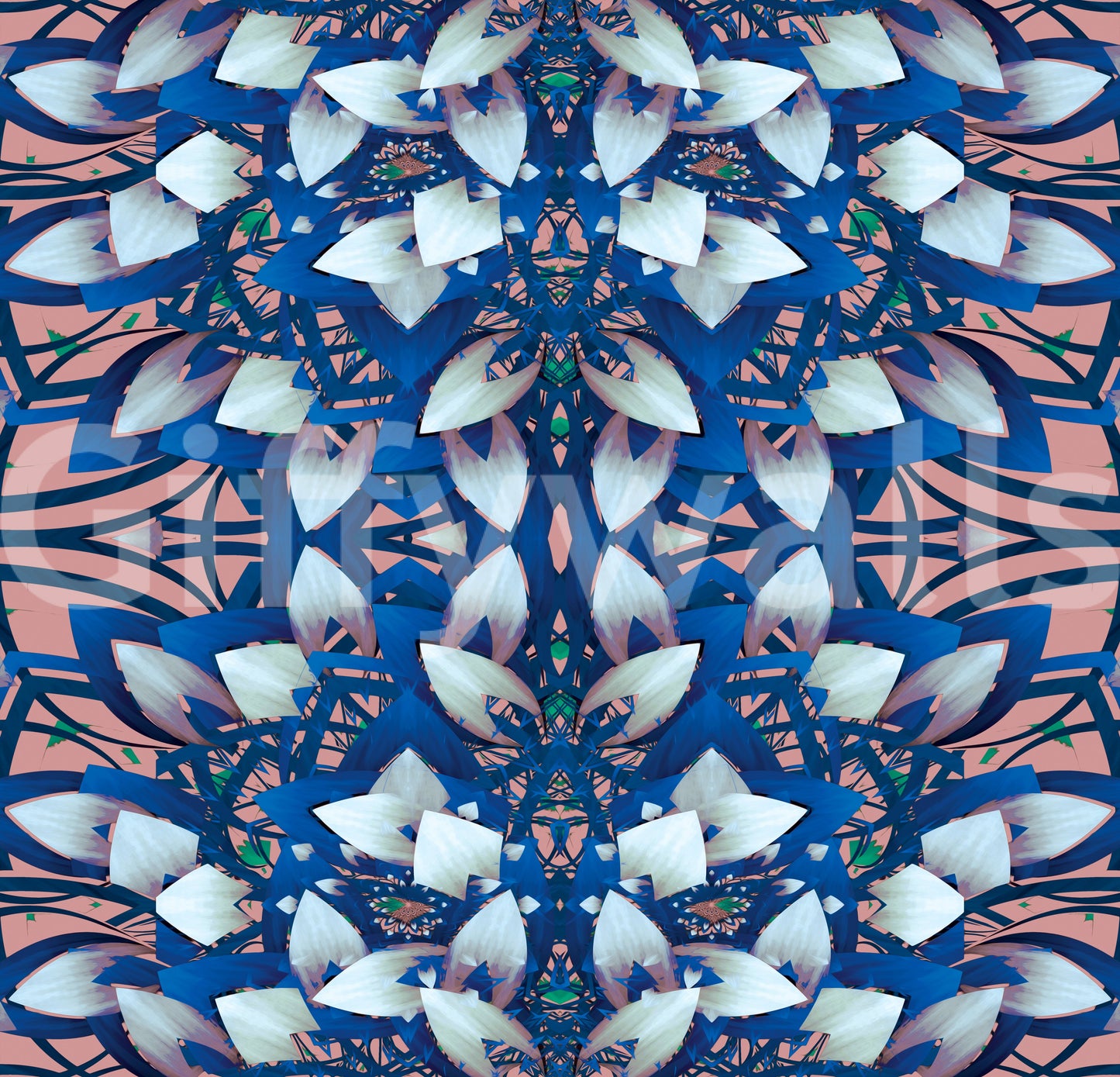 Pink & Blue Geometric Bloom Wallpaper - IKEBANA DESIGN Wallpaper⁠