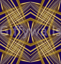 Indigo & Gold Geometric Art Deco Sunburst Laticce - OCTOBER Wallpaper