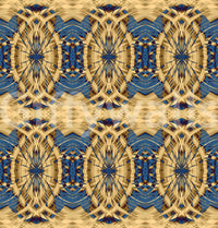 Cobalt Blue & Yellow Retro Geometric Medallion - MOSQUITO  Wallpaper⁠