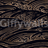 Gilded Rolling Japanese Waves Wall Mural