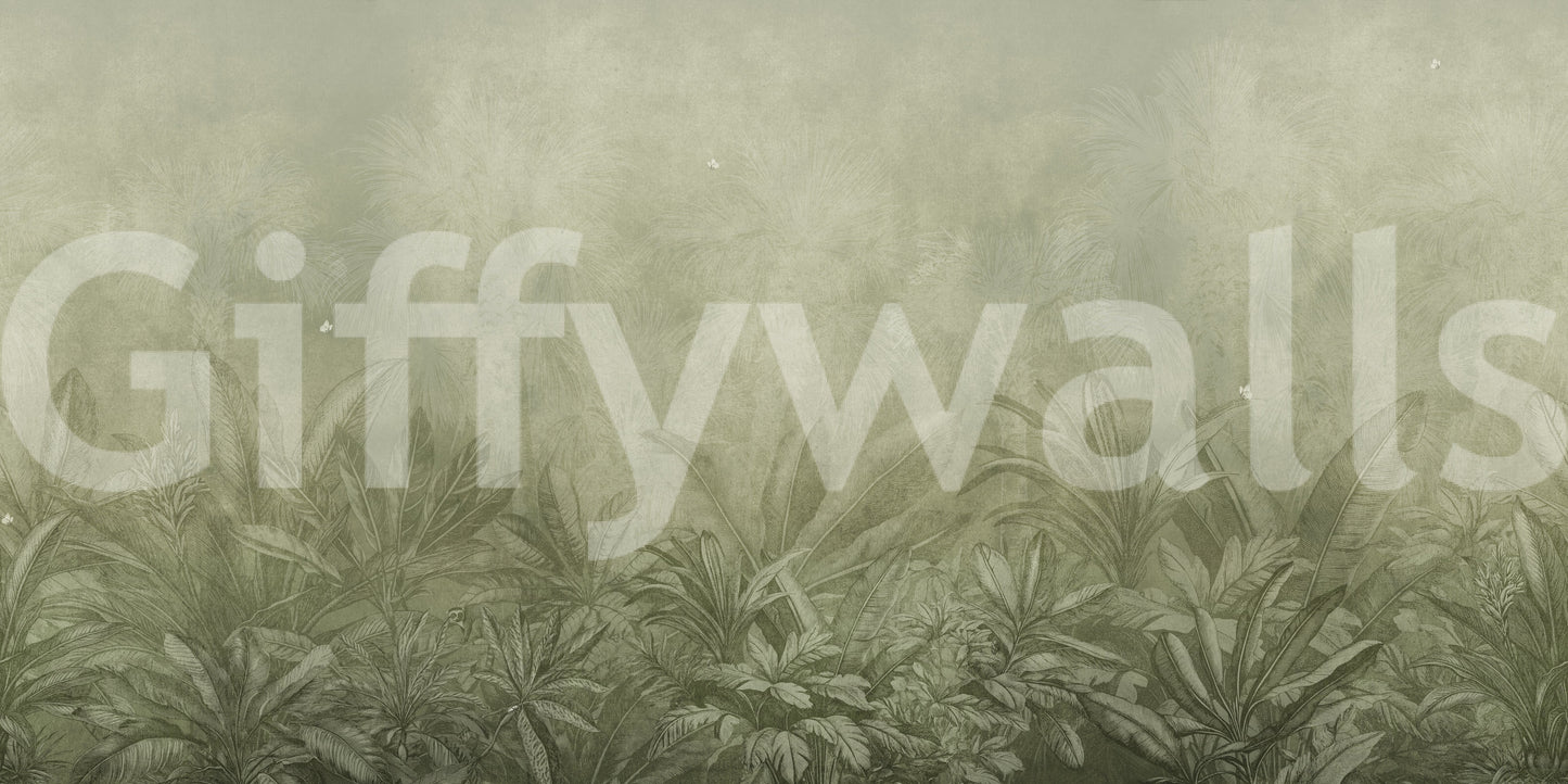Jungle Mists - Olive Wall Mural