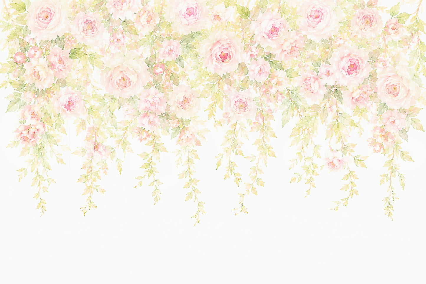 Soft Blush Rose Cascades Wall Mural