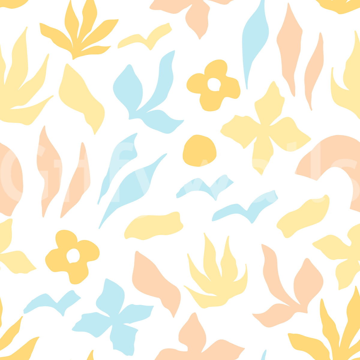 Cheerful botanical shapes spread over the Abstract Pastel Motif wallpaper GD11600