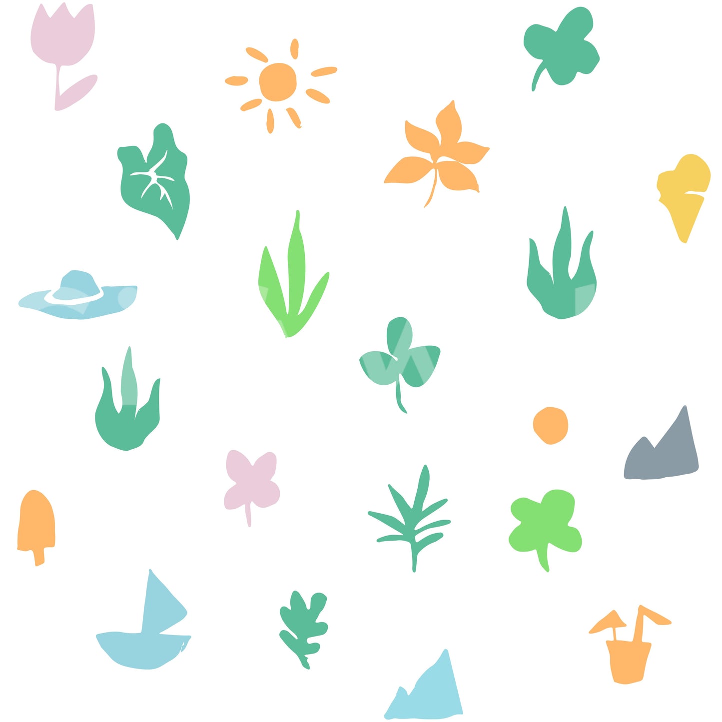 Summer Doodle Motif Wallpaper⁠