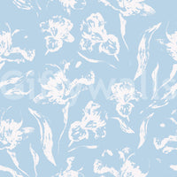 Hand-Drawn Botanical Azure Pattern Wallpaper⁠