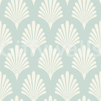 Art Deco Fan Pattern in Sage and Cream Wallpaper⁠