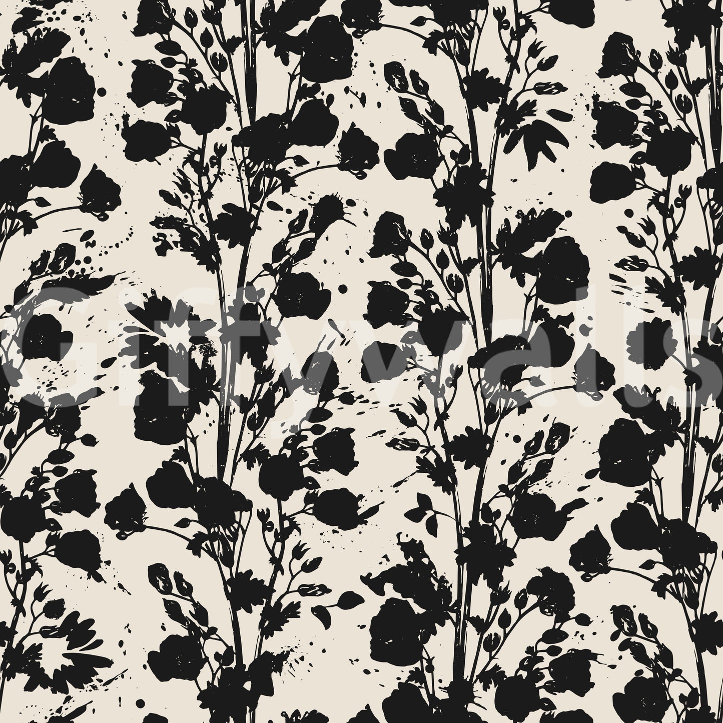 Ink Blossom Silhouette Wallpaper⁠
