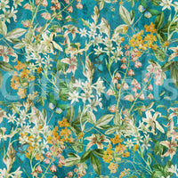 Turquoise Meadow Botanical Illustration Wallpaper⁠