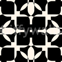 Graphic Monochrome Petal Tile Wallpaper⁠