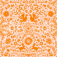 Orange Whimsical Woodland Creature Pattern Wallpaper⁠