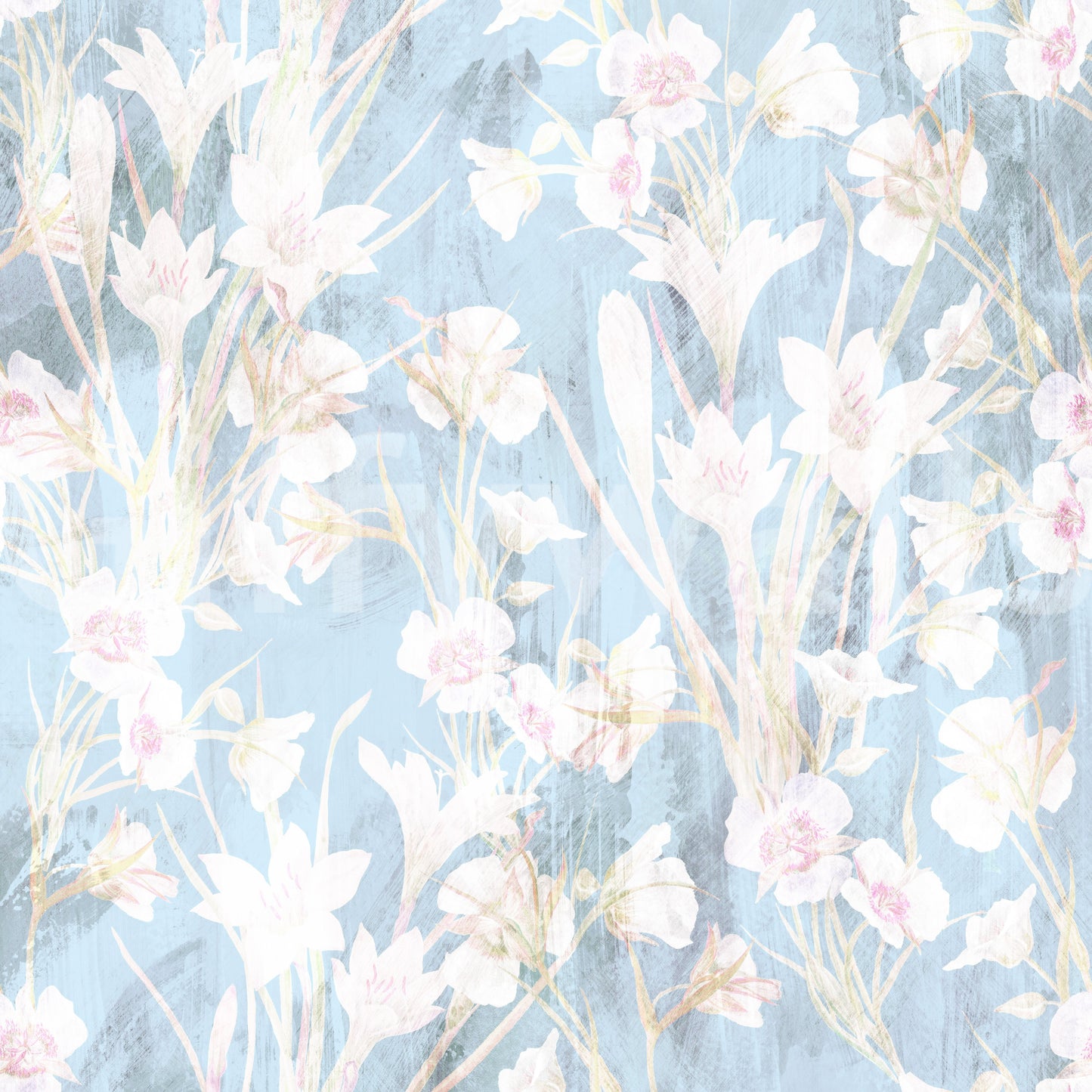 Ethereal Meadow Blue Floral Wallpaper⁠