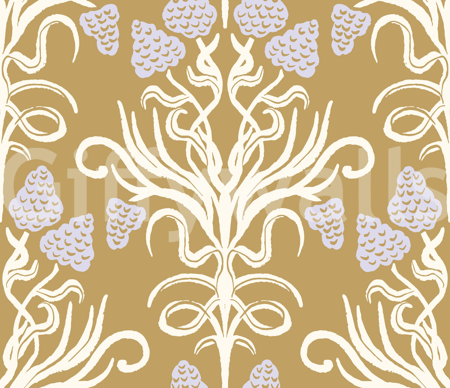 Art Nouveau Botanical Damask Wallpaper⁠