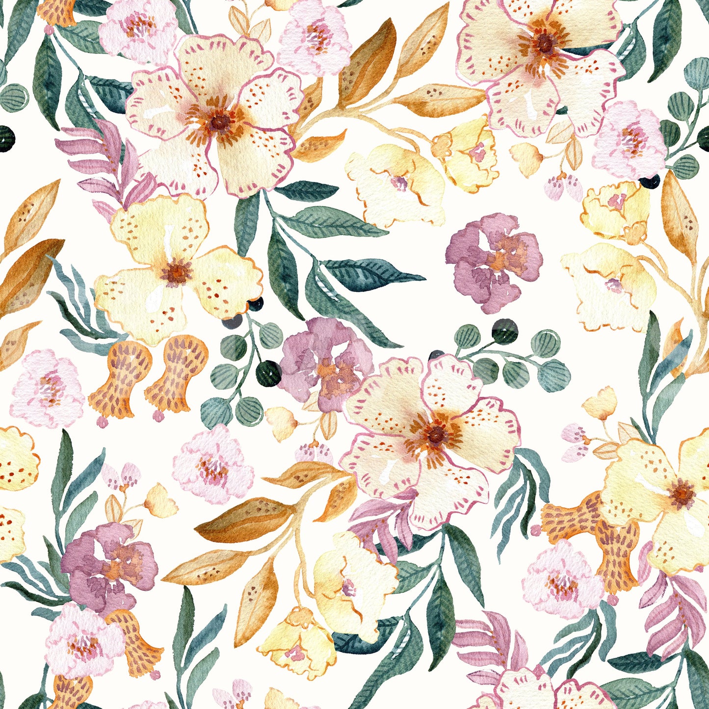 Soft Watercolor Meadow Floral Wallpaper⁠