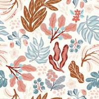 Muted Autumn Botanical Folk Art Wallpaper⁠