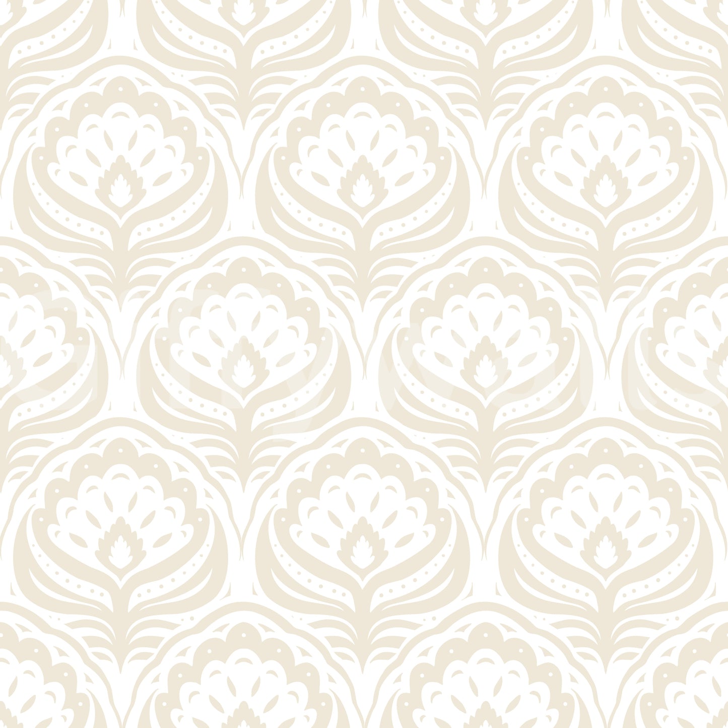 Cream Ogee Damask Pattern Wallpaper⁠