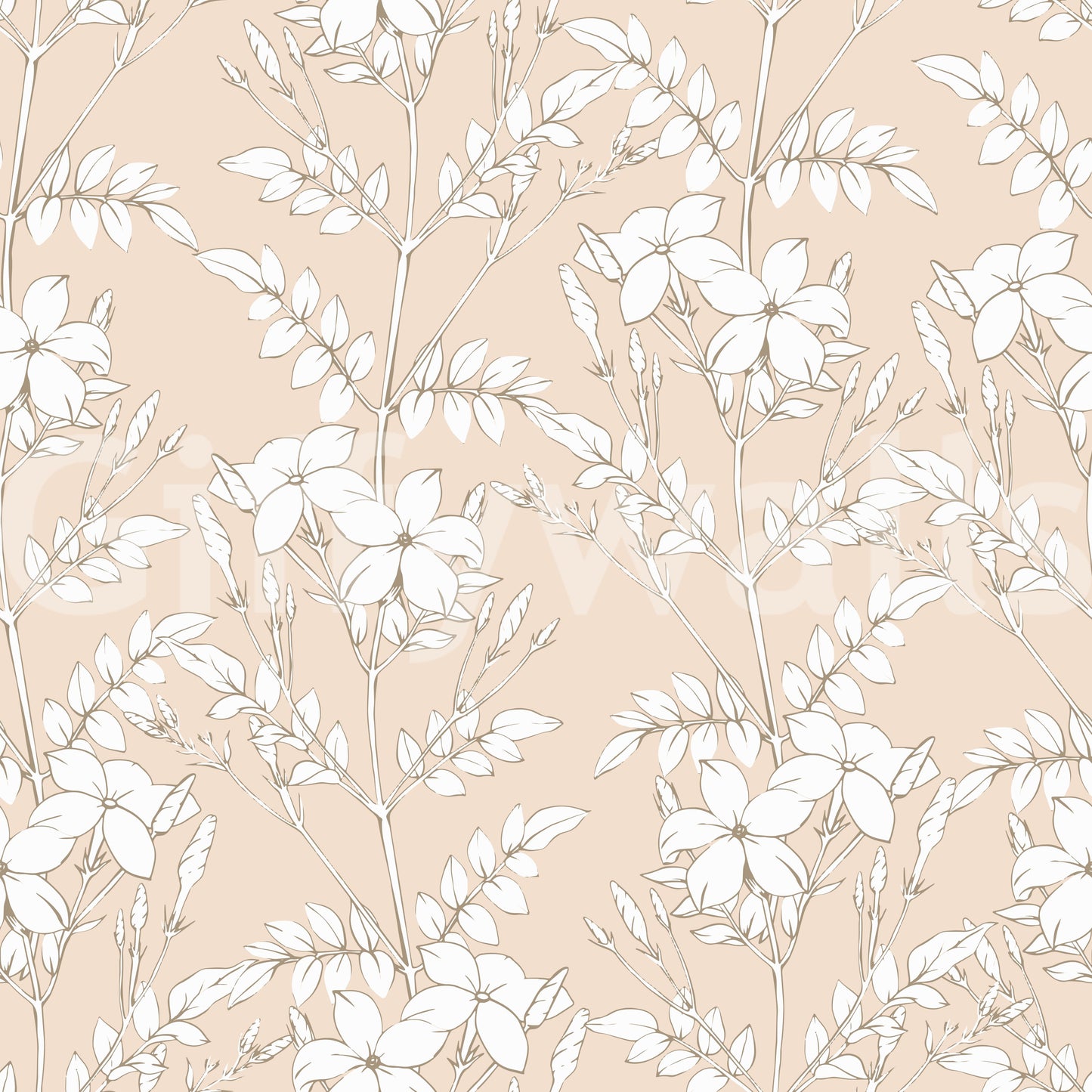 Minimalist Botanical Line Art Wallpaper⁠
