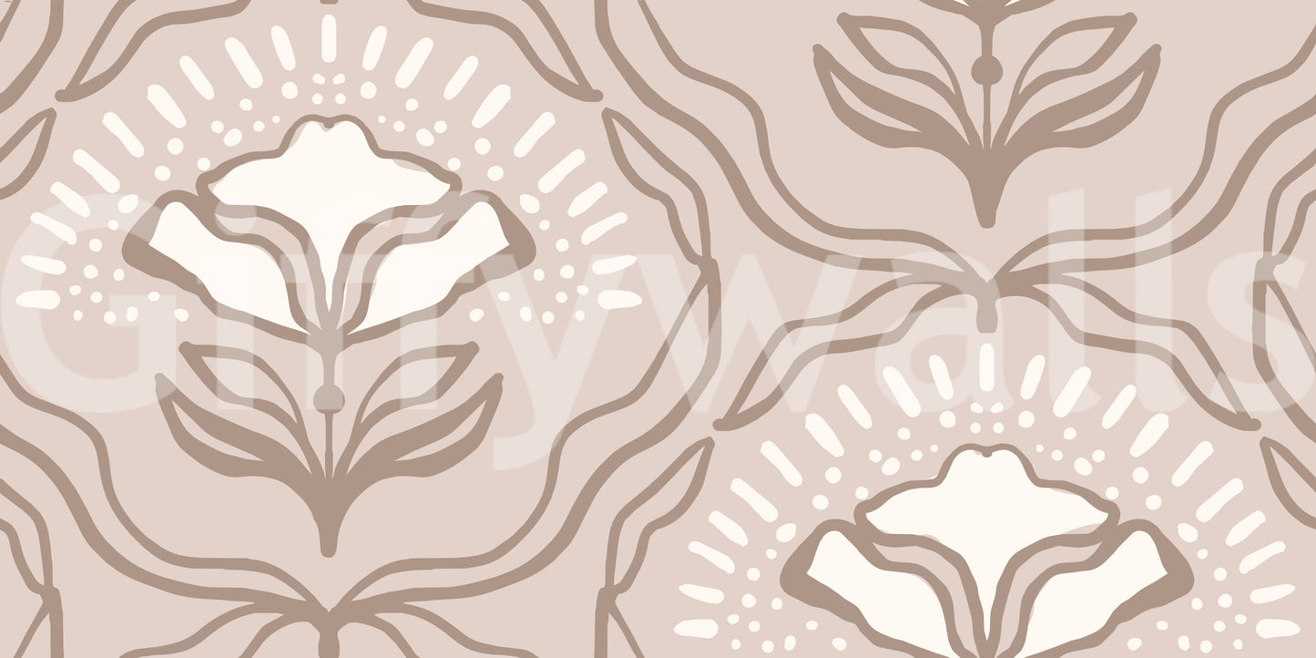 Modern Organic Botanical Repeat Wallpaper⁠