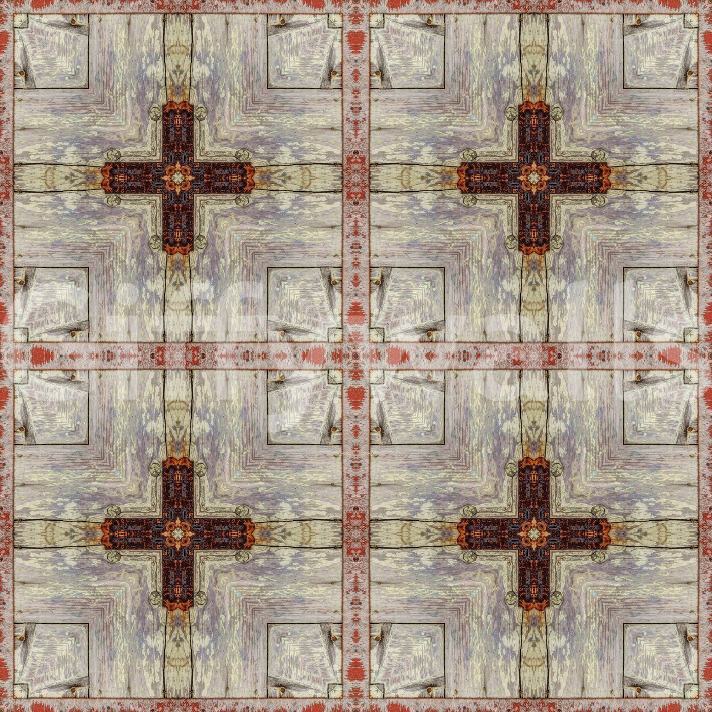 Aged Industrial Grid with Cross Overlay Wallpaper⁠