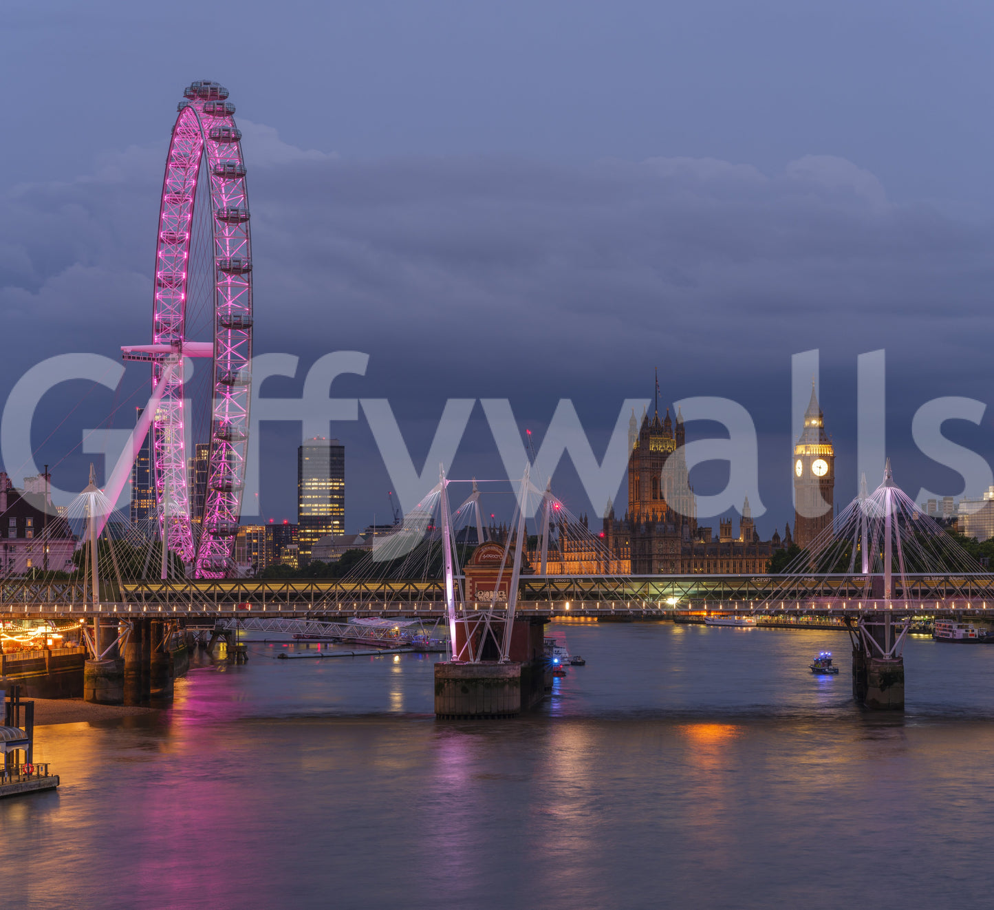 Evening River Thames Reflection Wall Mural
