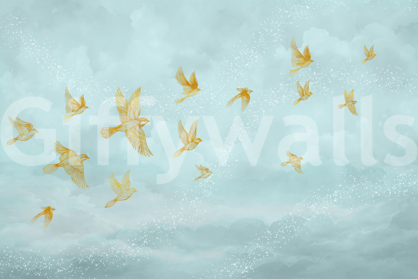 Golden Aviary Flight Wall Mural