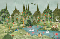 Enchanted Garden Wildlife Scene Wall Mural