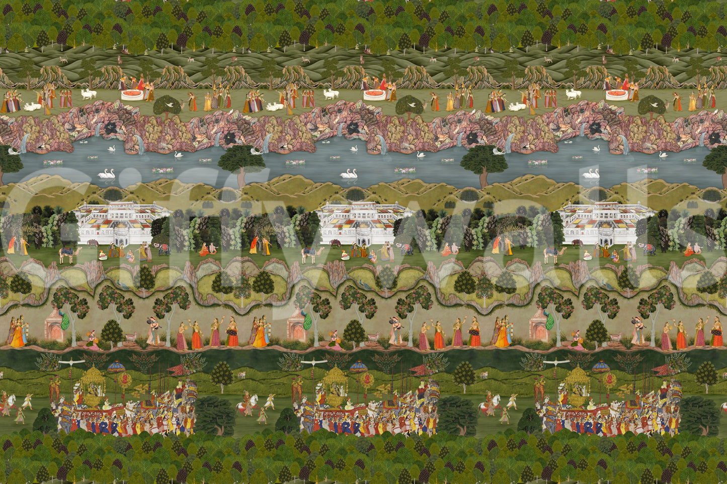 Mughal Heritage Garden Narrative Wall Mural