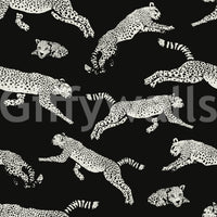 Monochrome Cheetah Motion Pattern Wallpaper⁠