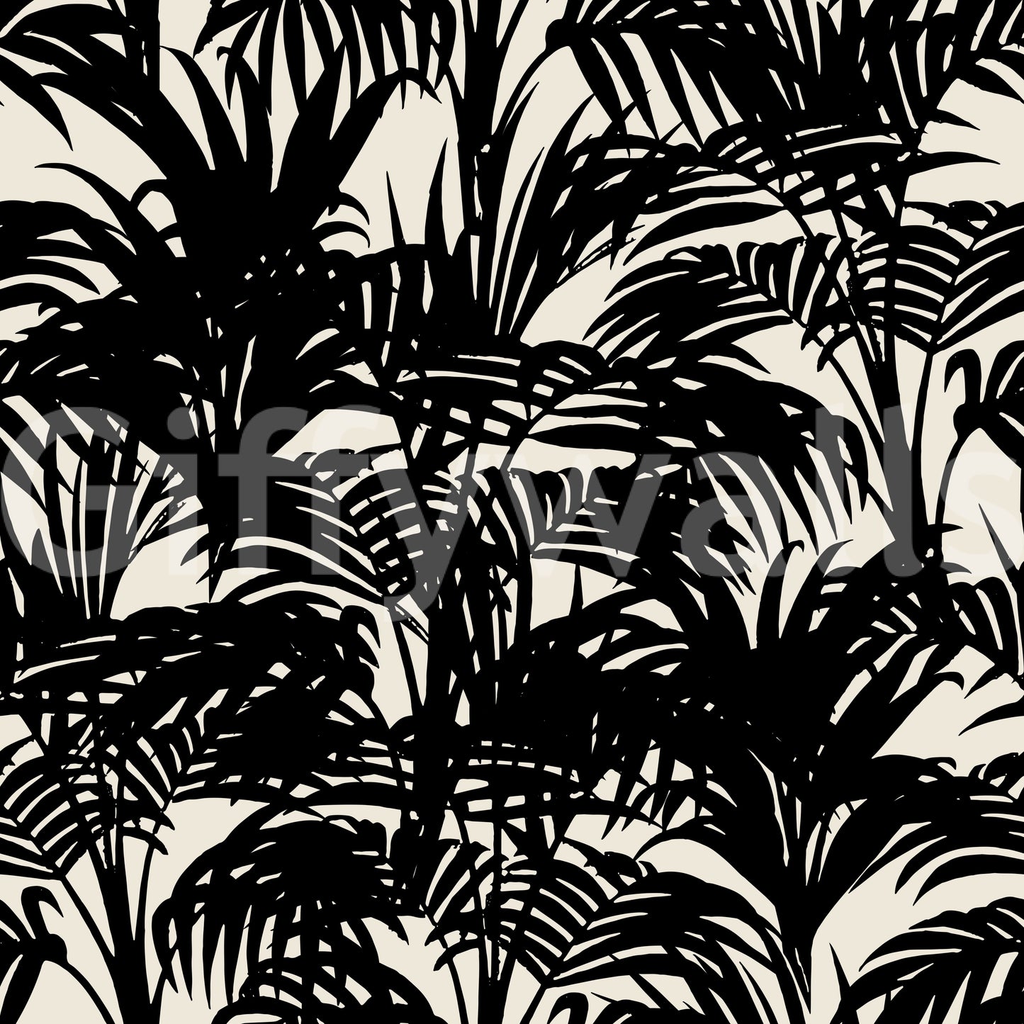 Monochrome Tropical Palm Silhouette Wallpaper⁠
