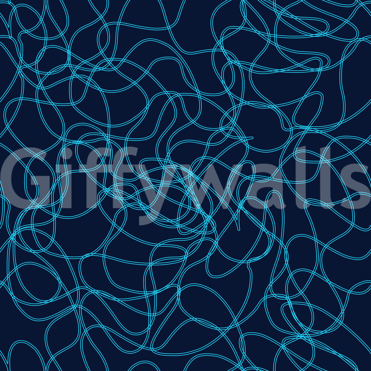 Midnight blue and teal swirl across this Navy Fluid Scribble wallpaper GD12242
