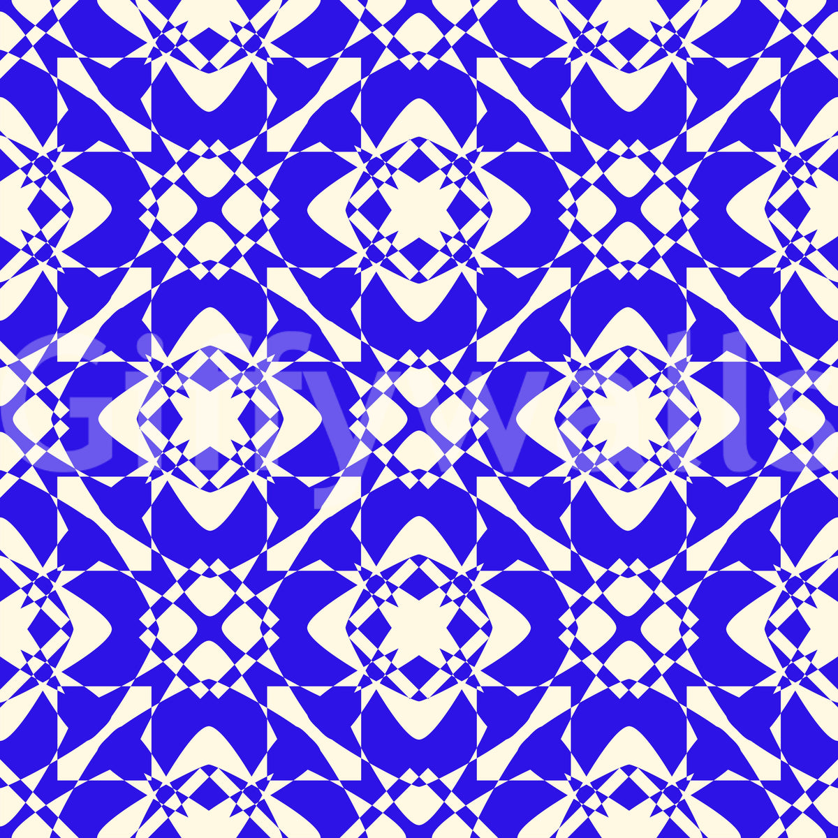 Neat rows of medallions shape the cobalt interlocking wallpaper GD12243
