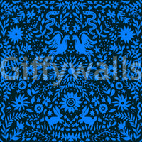 Cobalt Folklore Folk Art Pattern Wallpaper⁠