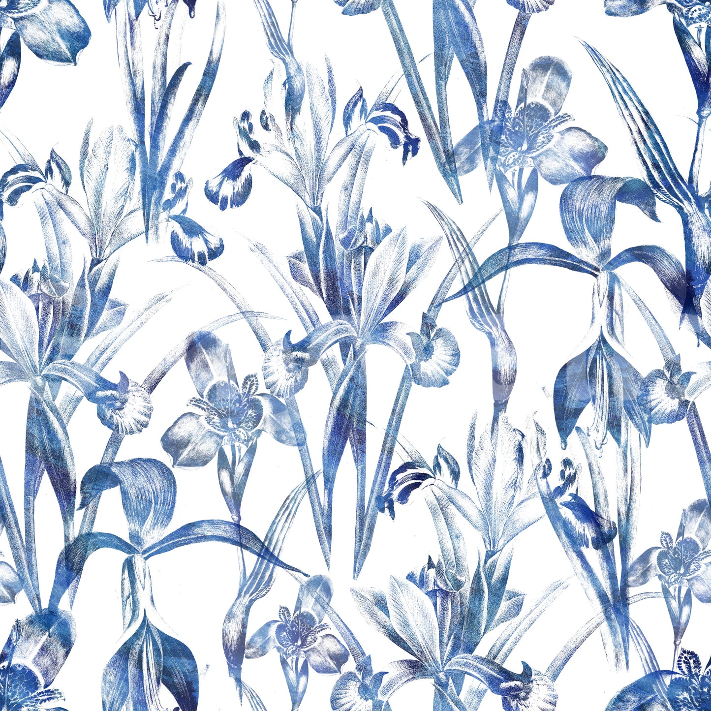 Indigo Botanical Sketch Wallpaper⁠