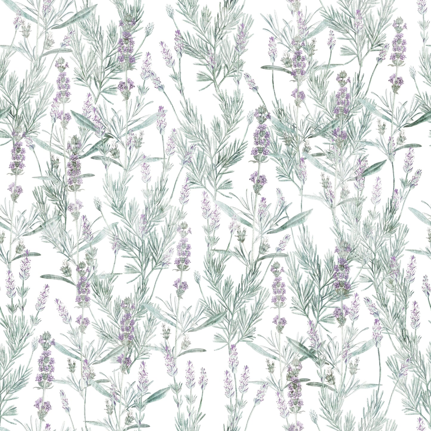 Serene Lavender Sprigs Botanical Wallpaper⁠